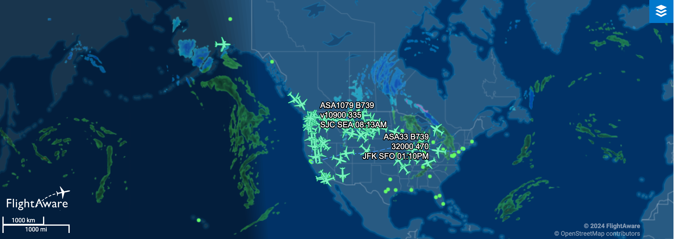 Alaska flight map. FLIGHTAWARE